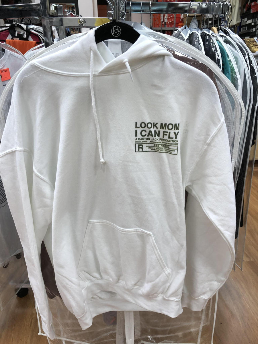 Look Mom I Can fly in Olive front of Cactus Jack hoodie
