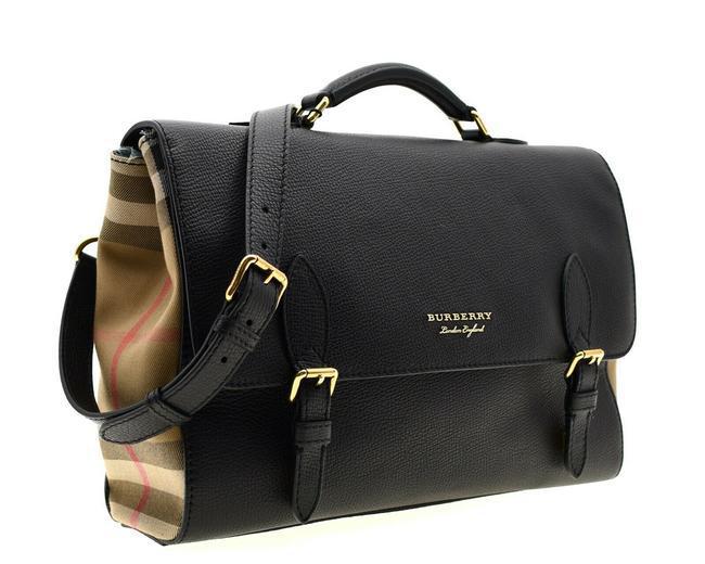 Burberry Ethan Briefcase Black Leather Messenger Bag