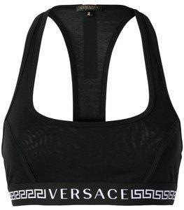 Versace  Black Greek Key Logo Detail Sleeveless Black