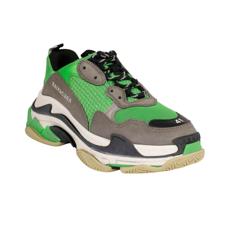 Balenciaga Green/Gray Mesh 'Triple S' Sneakers
