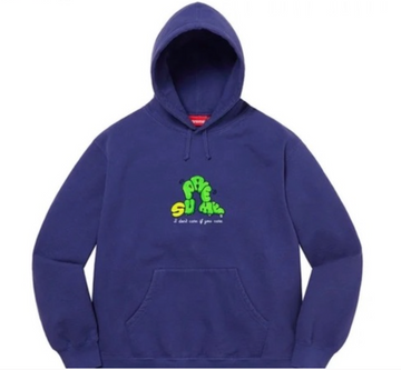 Supreme Don't Care Hooded Sweatshirt Washed Navy