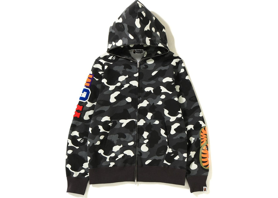 Bape City Camo Shark Full Zip Hoodie Black
