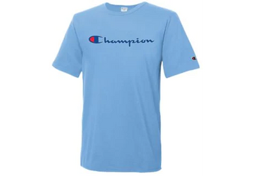 Champion Tee Light Blue Chest Script