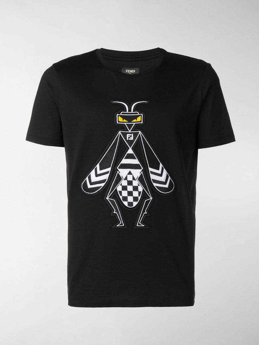 Fendi Embroidered Super Bugs T-Shirt Black