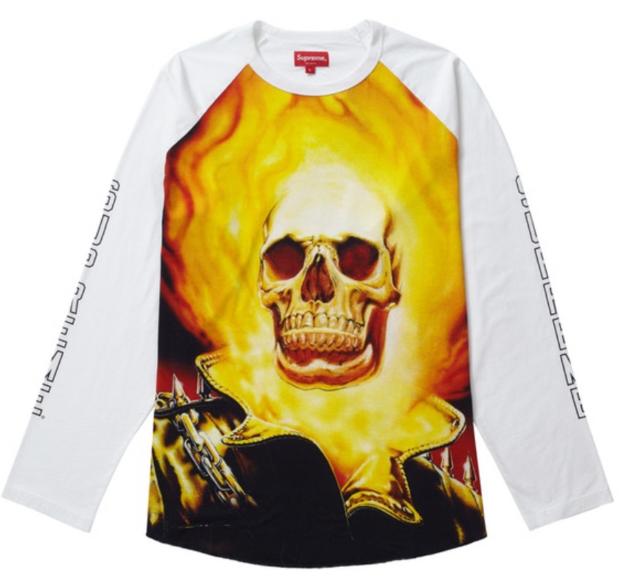 Supreme Ghost Rider Raglan L/S Top White