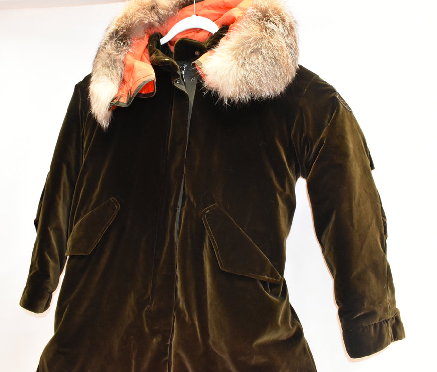 Moncler  Tadorne Velvet Down Coat with Genuine Fox