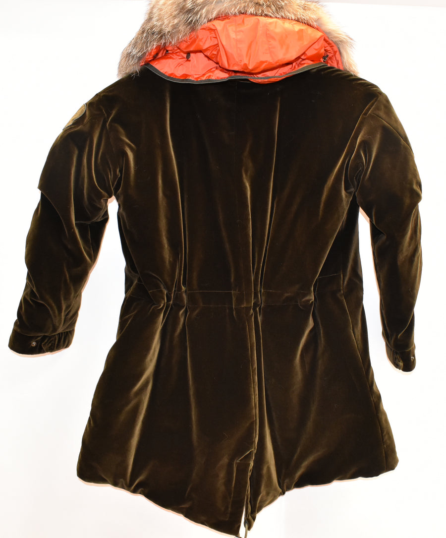 Moncler  Tadorne Velvet Down Coat with Genuine Fox