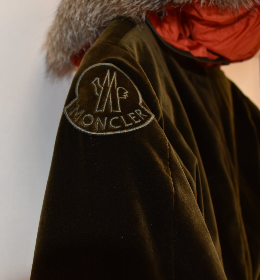 Moncler  Tadorne Velvet Down Coat with Genuine Fox