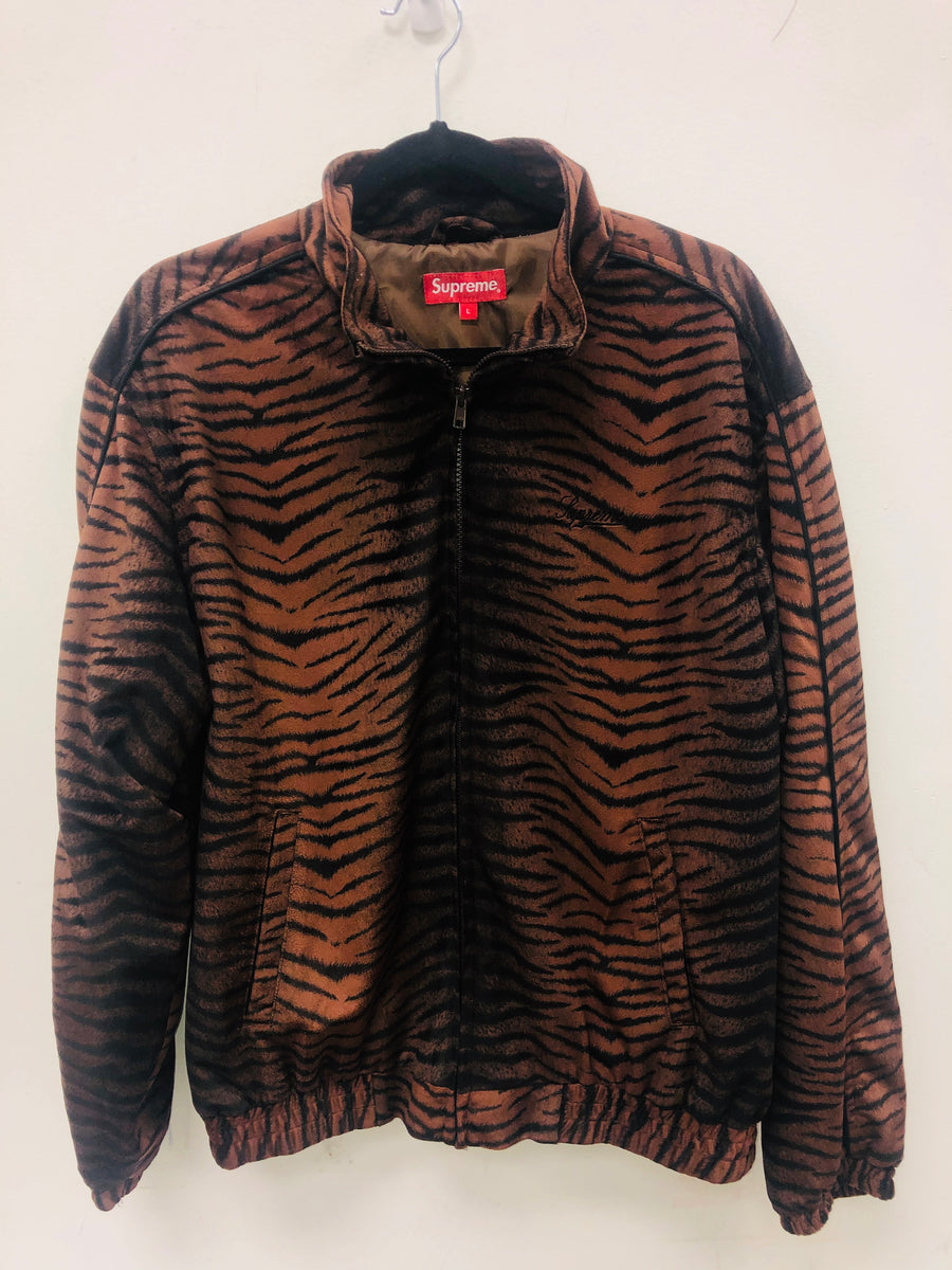 Supreme Tiger Stripe Track Jacket Brown Kickzr4us