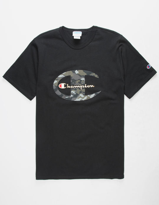 CHAMPION Camo & Foil Logo Black Mens Shirt