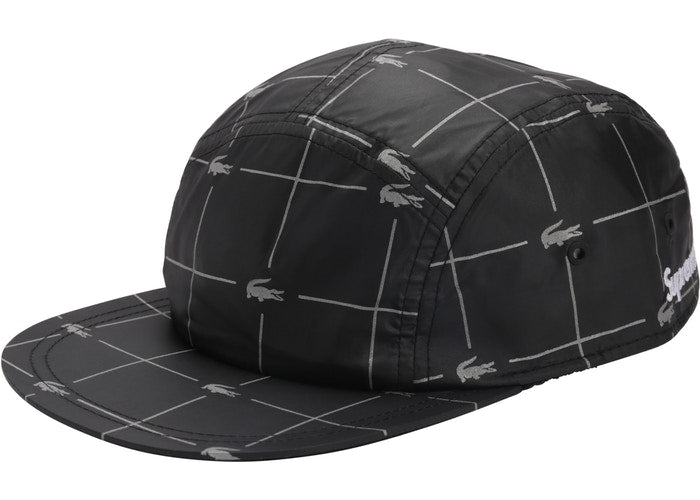 Supreme LACOSTE Reflective Grid Nylon Camp Cap Black