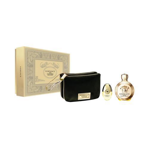 Versace Eros Pour Femme Eau De Parfum Spray 3.4 oz & Eau De Parfum Refillable Spray 0.34 oz Mini & Pouch