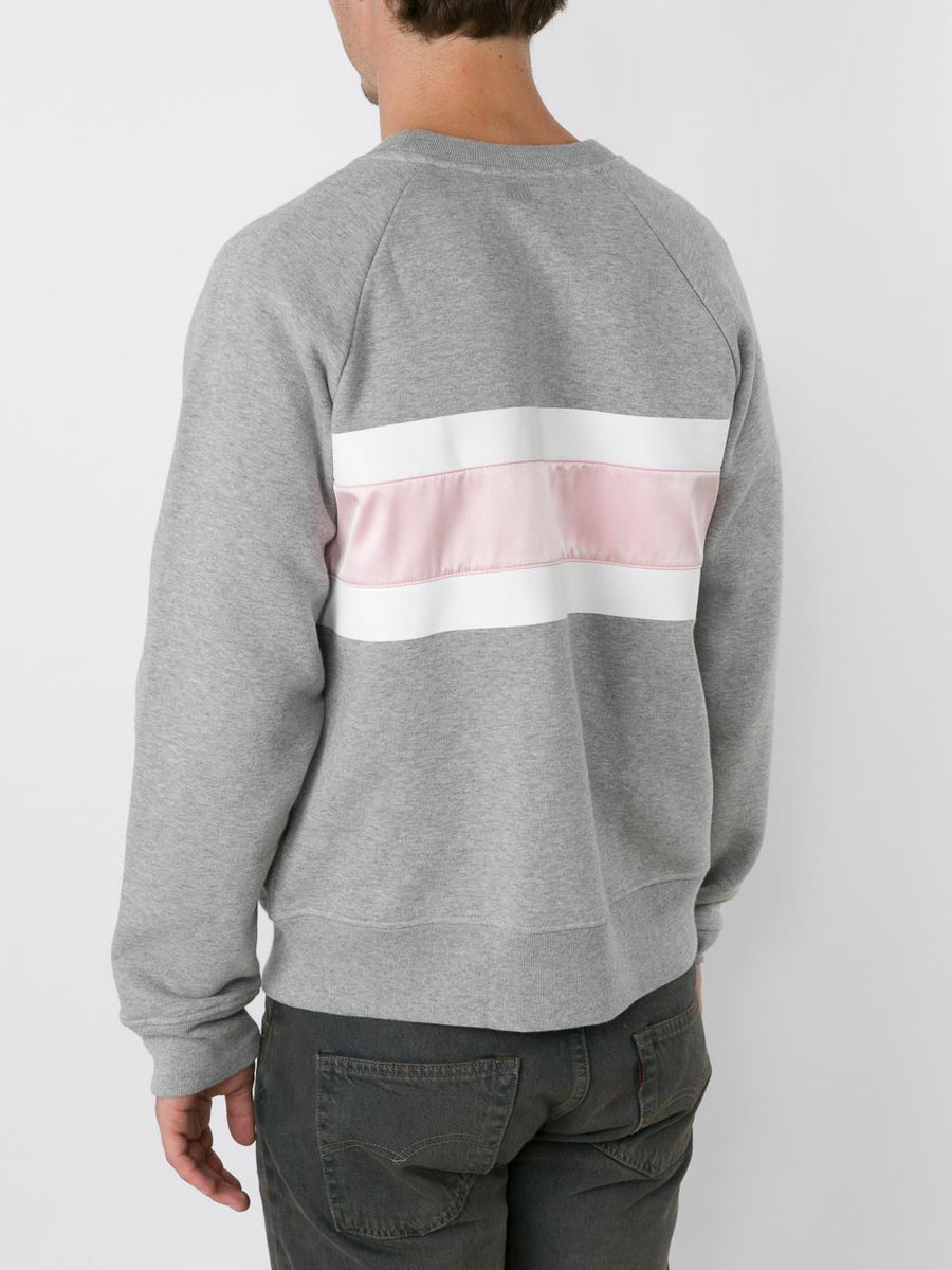 AMI ALEXANDRE MATTIUSSI Grey And Pink Crew-neck Sweatshirt