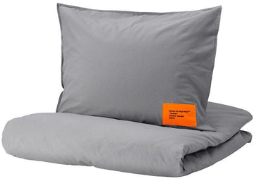 Virgil Abloh x IKEA MARKERAD US Duvet Cover and 2 Pillowcases Gray
