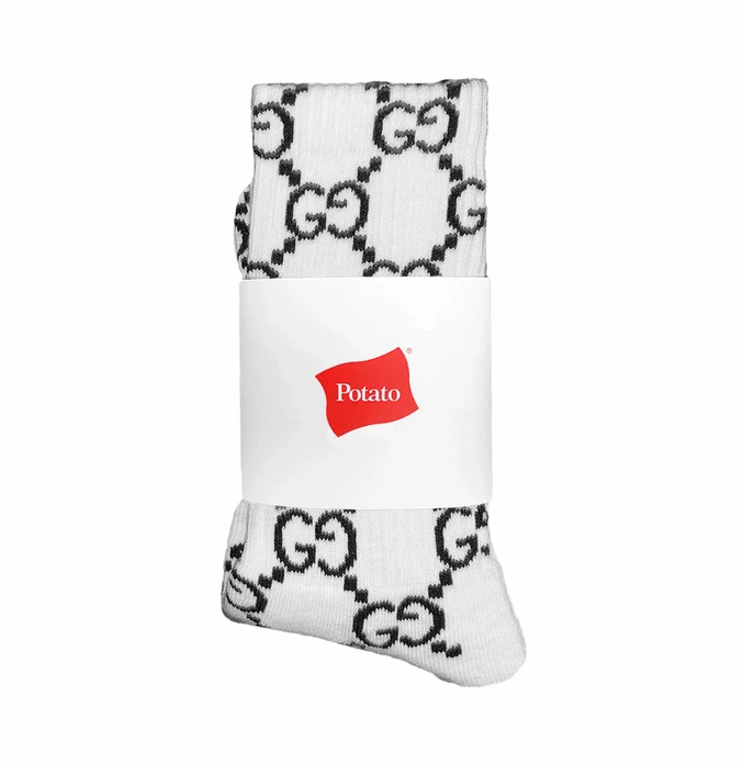 Imran Potato White ‘GG’ Logo Socks