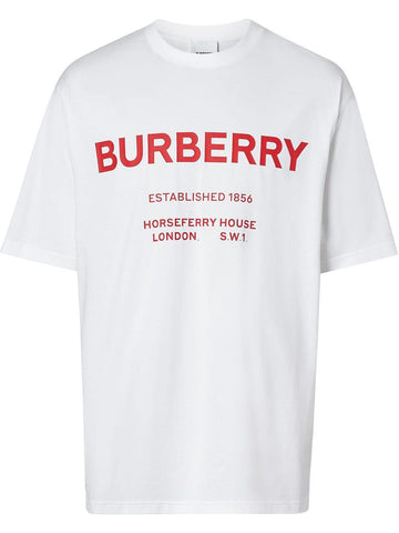 Burberry Crew-neck T-shirt with Red Logo