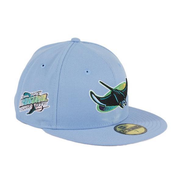 Exclusive New Era 59Fifty Tampa Bay Devil Rays 1998 Inaugural Patch Pink UV Hat - Indigo